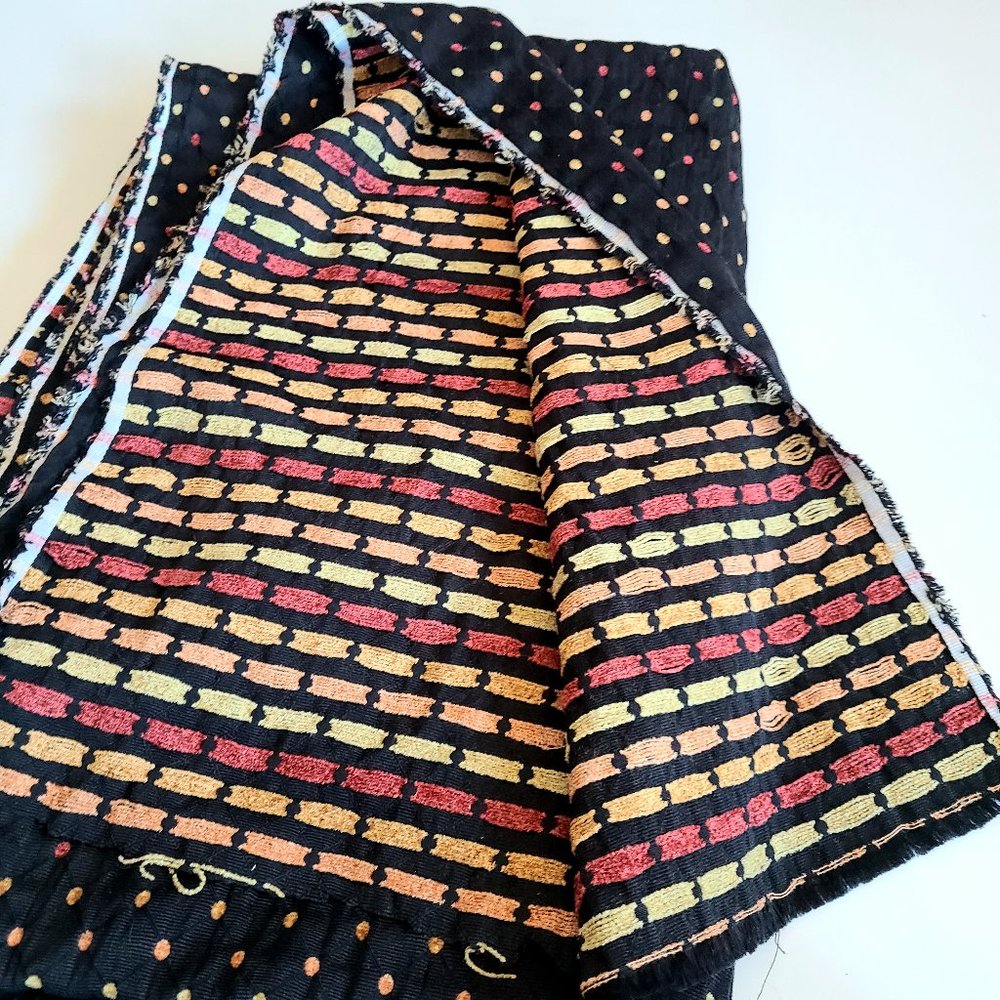 Woven multicolored sewing fabric.